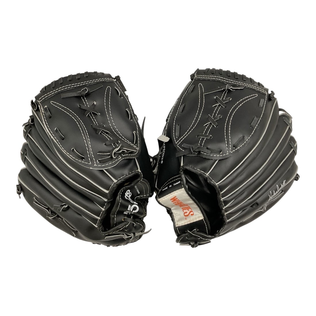 Pair of Black Leather 1989 All Star Baseball Gloves - Angels vs. Twins (1 of 2)