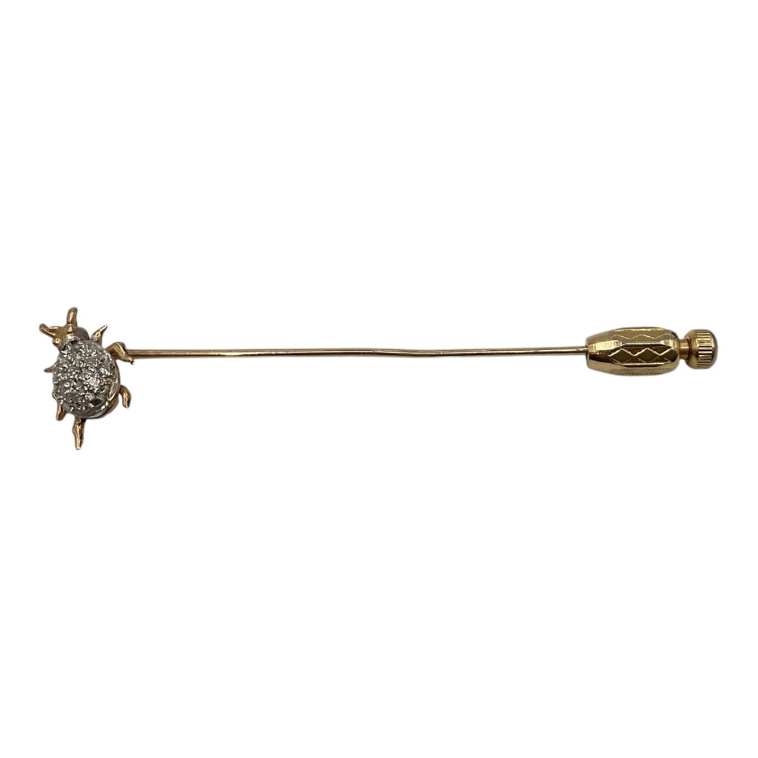 Antique 14kt Yellow Gold and diamond Beetle Stick Pin: Antique 14kt yell