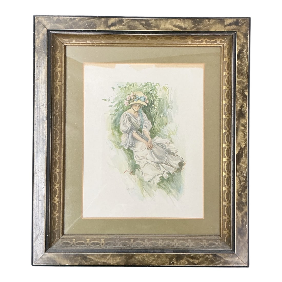 Seated Woman in a Garden by Harrison Fisher (American, 1875-1934) Print (1 of 4)