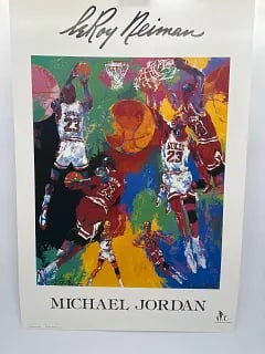 Michael Jordan Leroy Neiman 1991 Art Print Chicago Bulls Basketball Poster - 2 Michael Jordan Leroy (1 of 5)