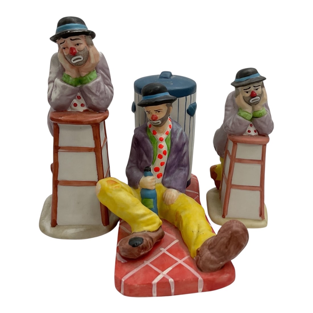 Emmett Kelly Jr. Collection Clown Figurines by Flambro, Group of Three (1 of 2)