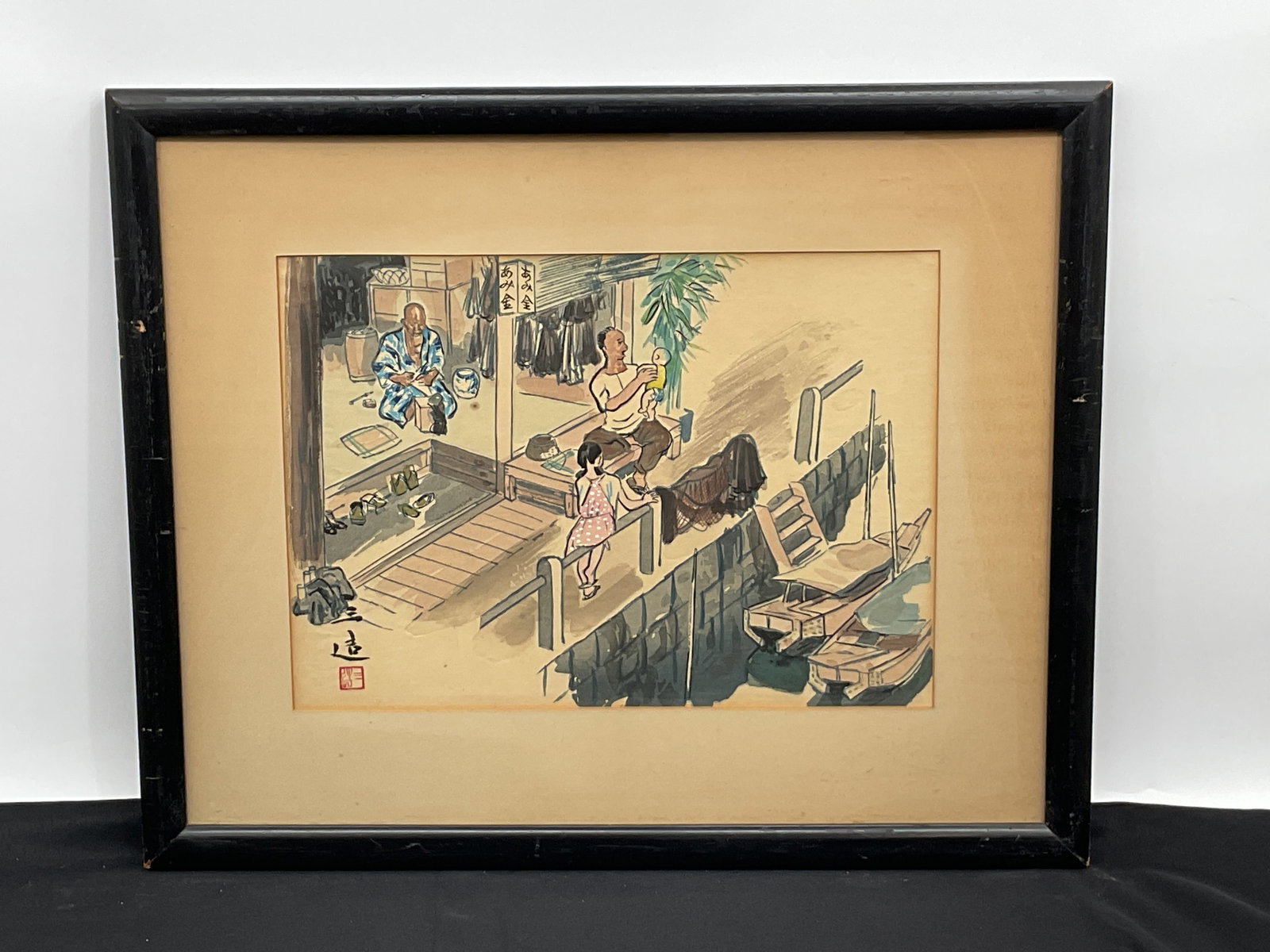 Japanese Woodblock Print, Postman Tea House (1 of 5)