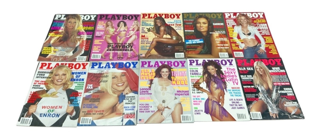 Playboy Magazine Collection: Collection of assorted Playboy magazines with various celebrity and model covers. A collectible group of issues spanning different years, reflecting Playboy’s entertainment, lifestyle, and pop c