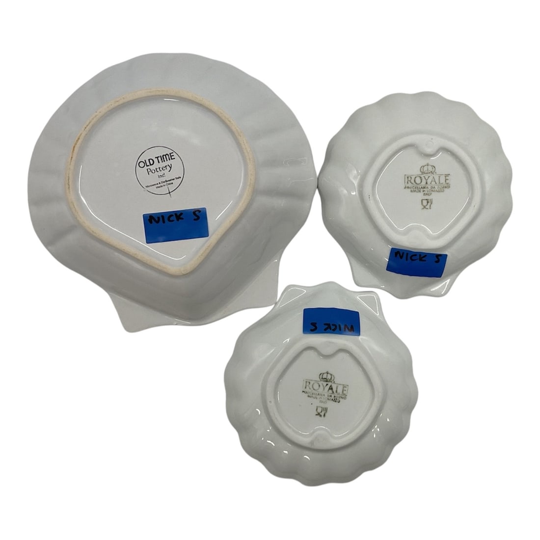 Three White Shell Serving Dishes - 2