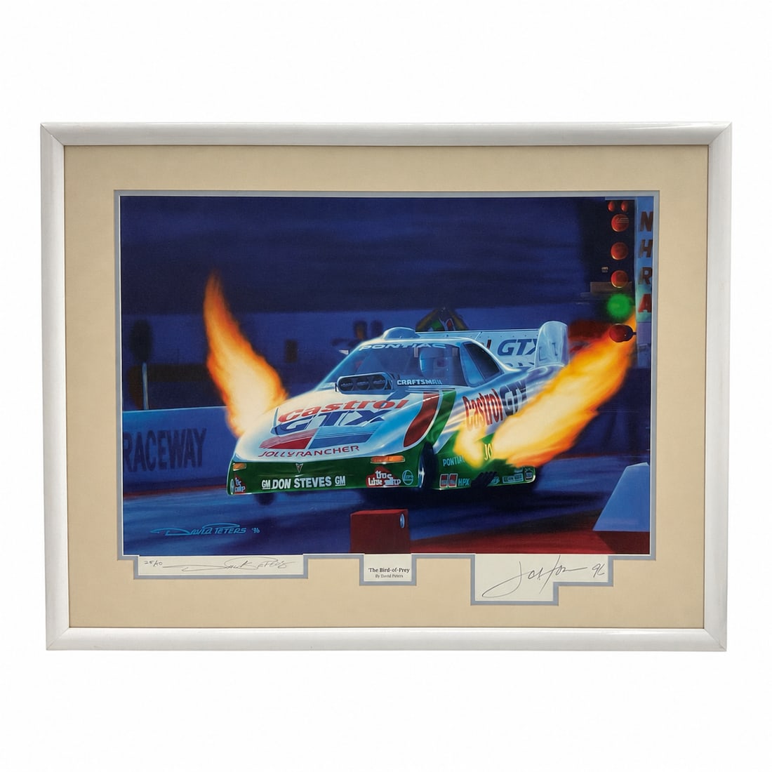RARE  - "Bird of Prey" John Force Signed Framed Lithograph by David Carl Peters