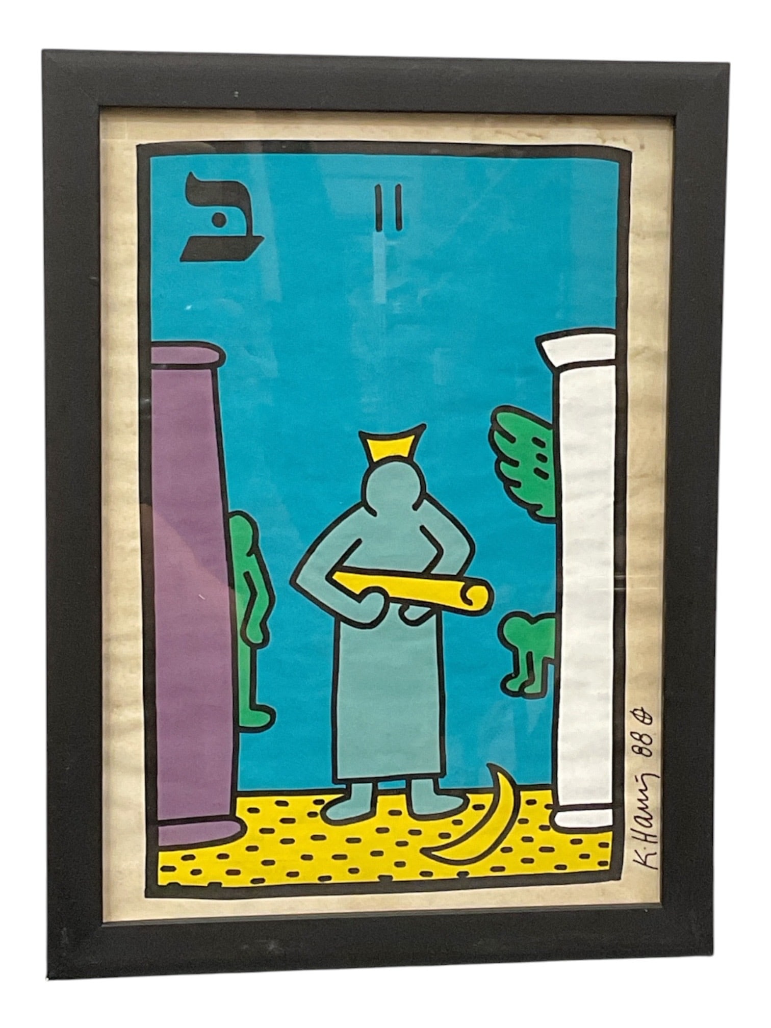 Tarot Card II (The High Priestess), Manner of Keith Haring (American, 1958-1990) Mixed Media on