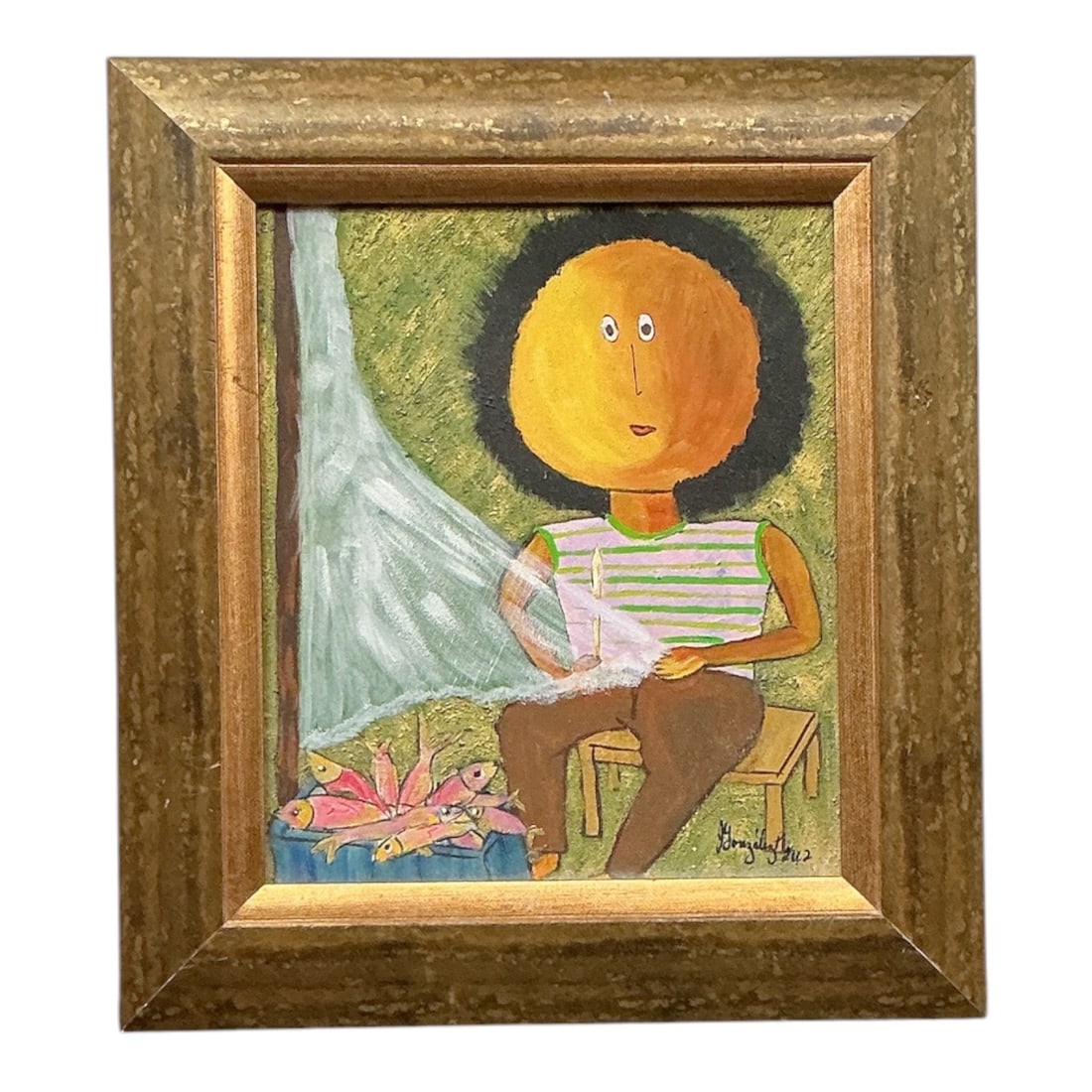 El Pescador by Josefina Gonzalez (Puerto Rican, B. 20th Century) Oil on Canvas (1 of 5)