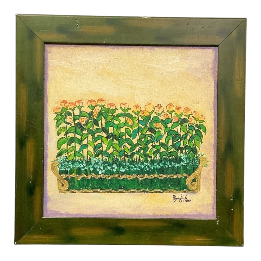 Rosas en Miniaturas by Josefina Gonzalez (Dominican Republic, B. 20th Century) Mixed Media on Canvas: Description Original floral mixed media painting on canvas titled Rosas en Miniaturas (Miniature Roses) by D