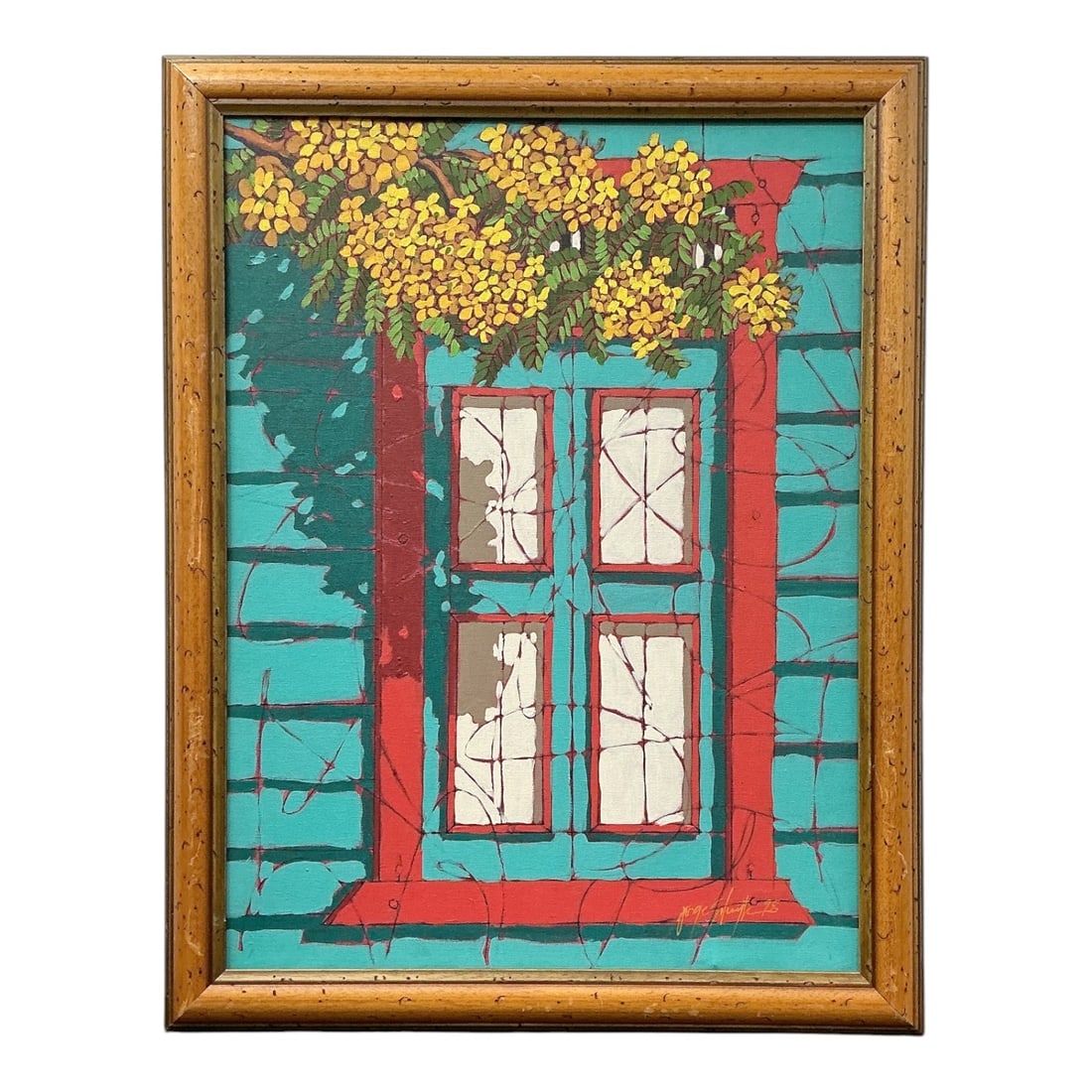 Ventana Campesina by Jorge Silvestre (Dominican, B. 20th Century) Mixed Media on Canvas: Description Original mixed media painting on canvas titled Ventana Campesina (