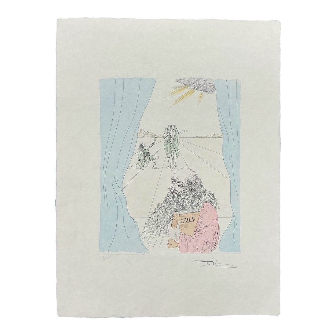 Thalie (Deessee de la Comedie) (Thalia) by Salvador Dalí (Spanish, 1904–1989) Color Engraving, (1 of 11)