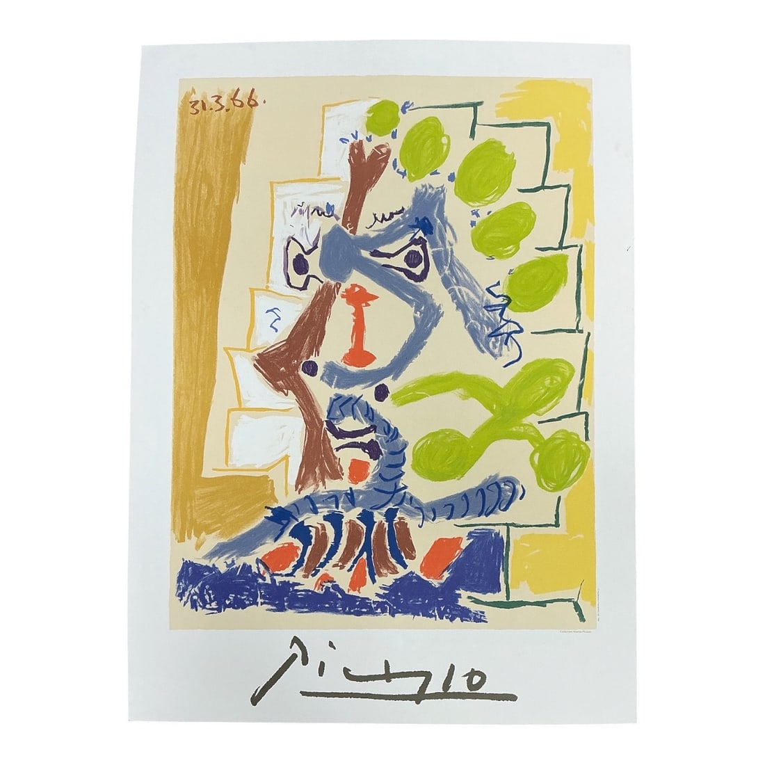 Imaginary Portrait (31.3.66) by Marina Picasso Offset Lithograph with COA: Specifications Artist: after Pablo
