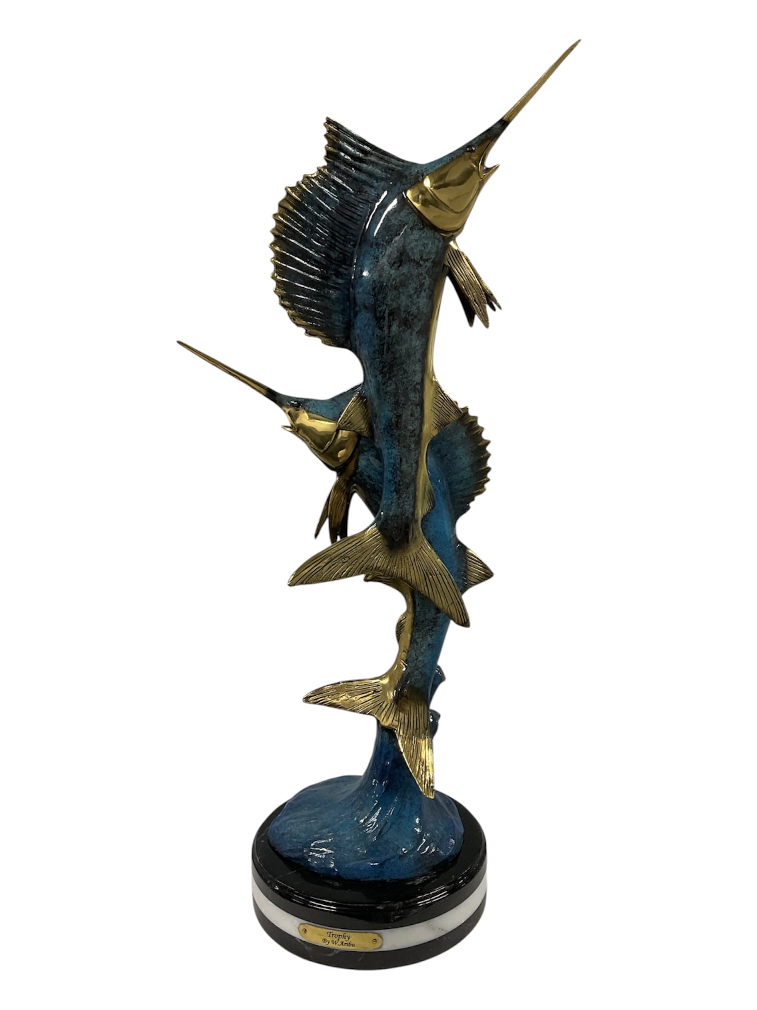 W. Aribu Trophy Bronze Double Marlin Sculpture (1 of 4)
