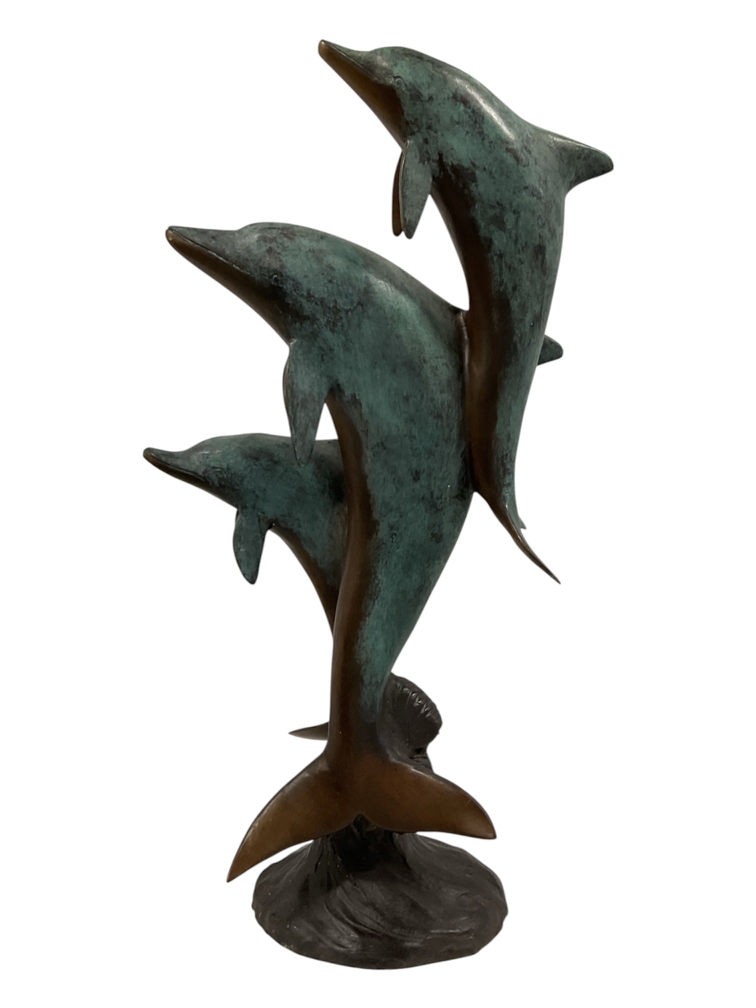 Verdigris Patinated Bronze Three Dolphins Sculpture (1 of 4)