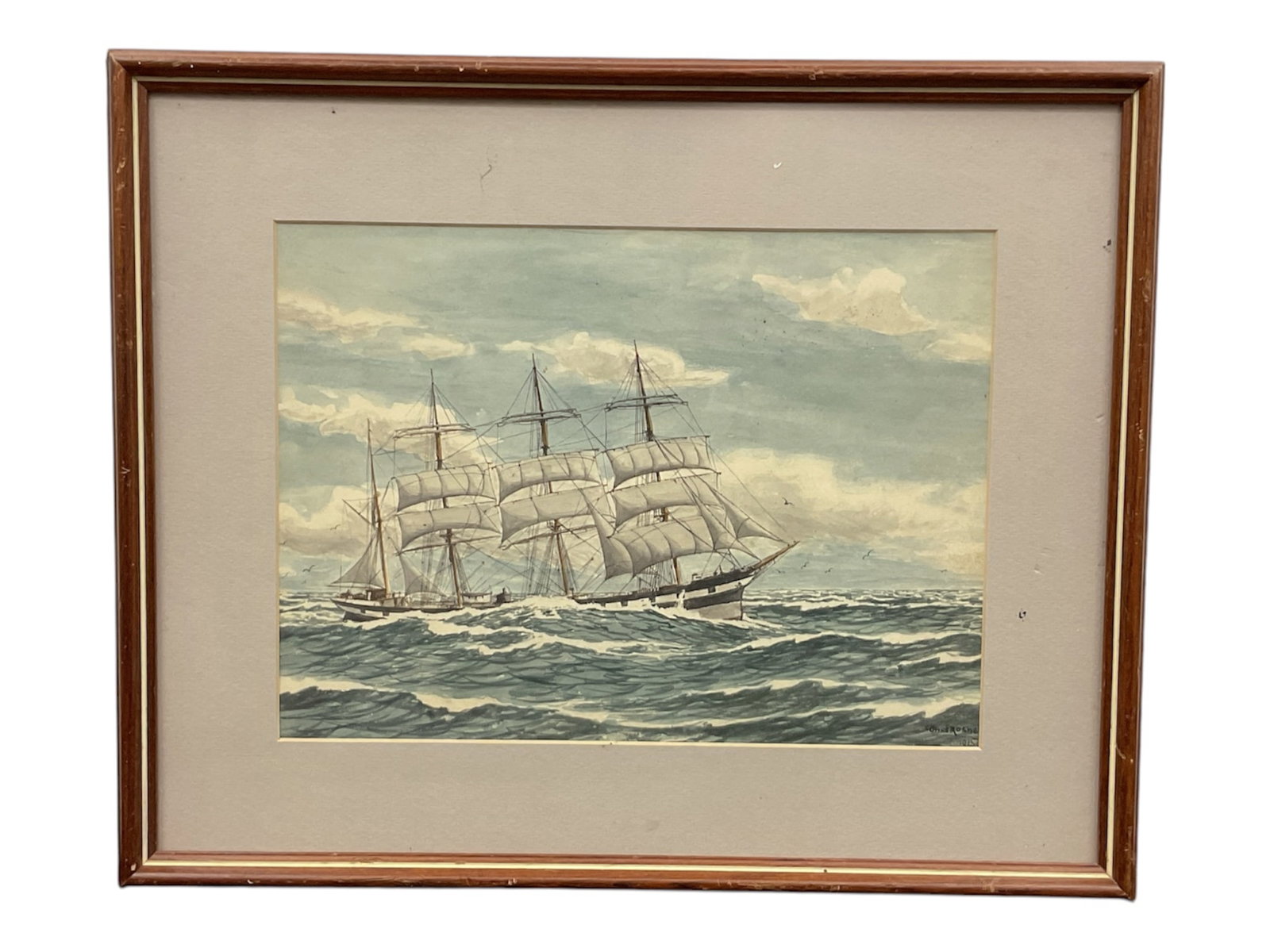 Clipper Ship at Sea by Charles Rosner (1874–1975) Watercolor, 1915 (1 of 4)