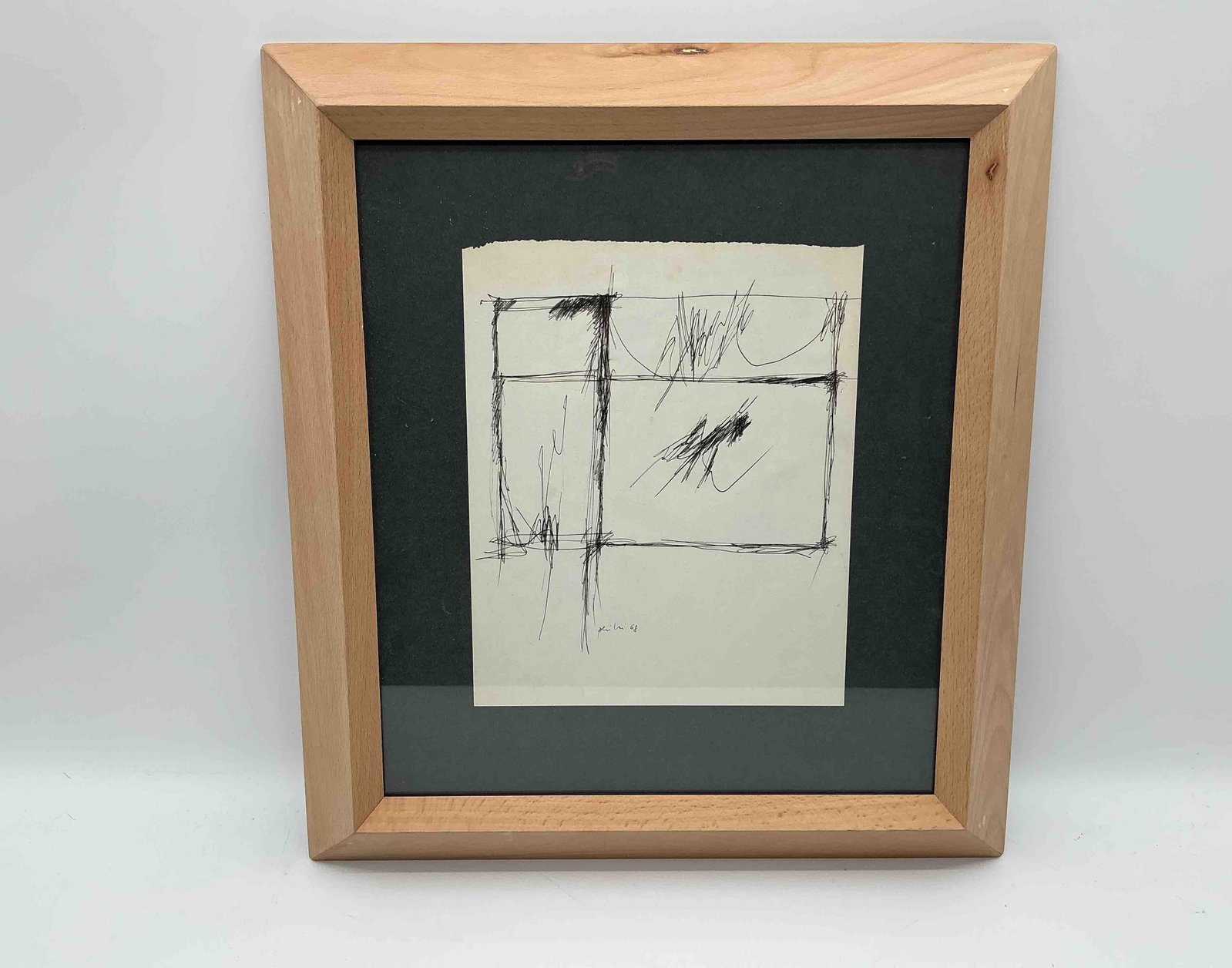 Achille Perilli (Italy, 1927 - 2021) Ink Drawing: Achille Perilli (Rome, 1927-2021) was an Italian painter whose work can be divided into three major periods. He began his career with the Forma 1 Group, rejecting realism in favor of abstraction. In t