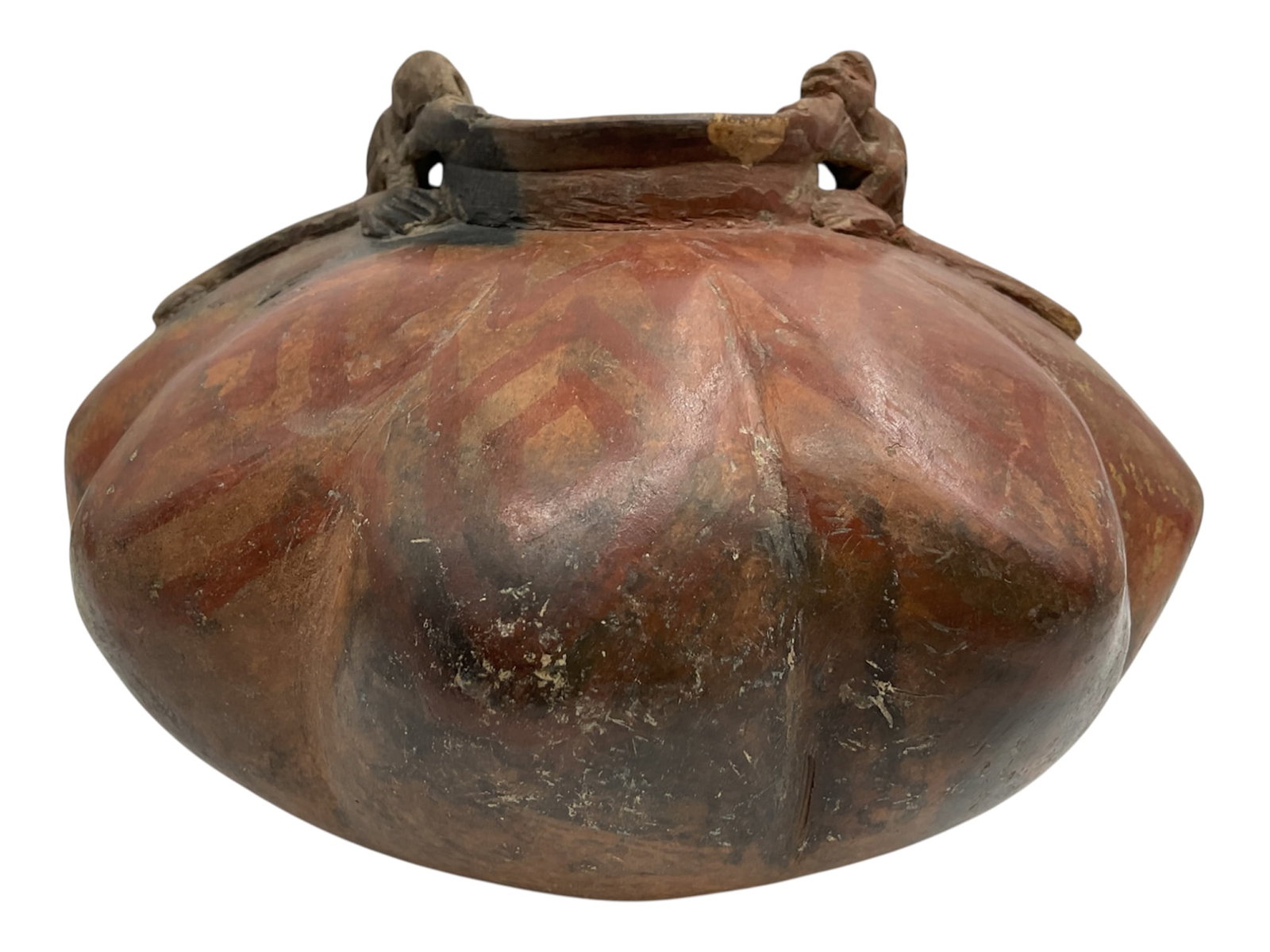 Pre-Columbian Polychrome Geometric Pedestal Bowl, Mexico, Colima culture, c. 500-1500 CE (1 of 6)