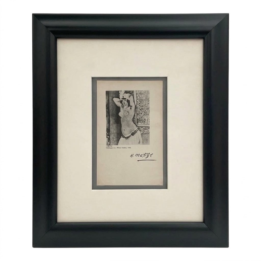 Henri Matisse (French, 1869–1954) Odalisque in a White Turban Offset Lithograph with COA: An offset lithograph on paper titled Odalisque in a White Turban, 1926 after French master Henri Matisse. The work depicts a standing female nude figure accented by a dec