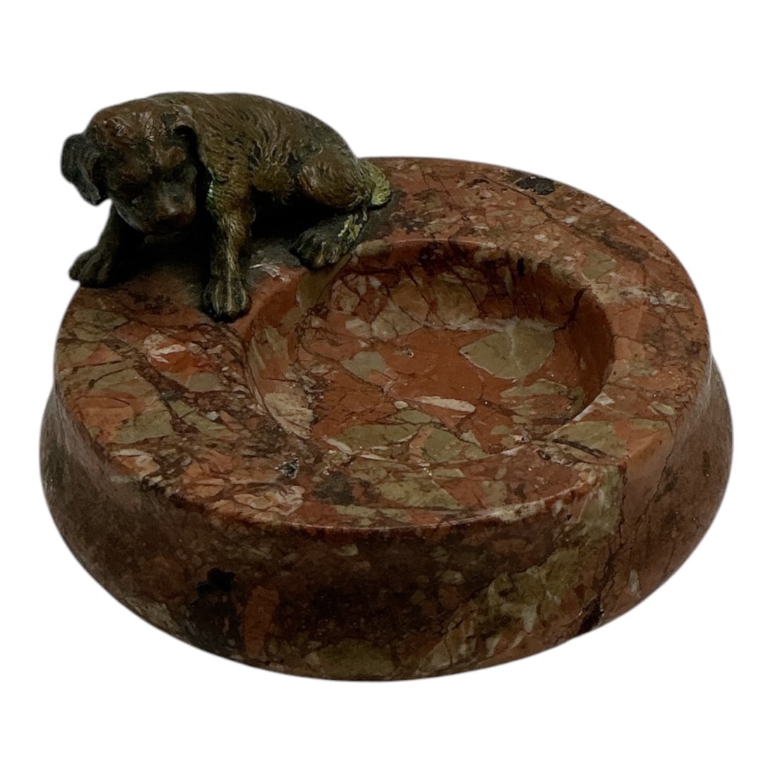 Bronze Bear Ashtray on Red Marble Base (1 of 4)