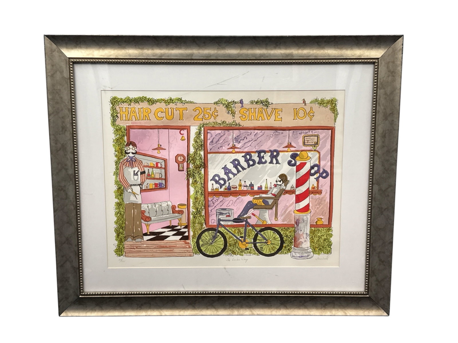 Thomas Wood The Barber Shop Limited Edition Lithograph Framed 106/325 (1 of 7)