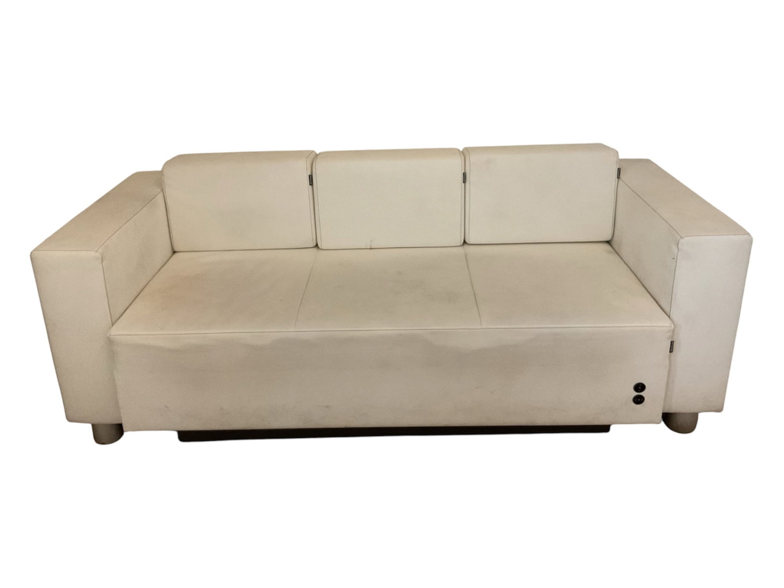 Gharieni Electric Spa Relaxation Sofa Treatment Lounge: A professional electric spa relaxation sofa and treatment lounge by Gharieni of Germany, featuring a contemporary three-seat design upholstered in cream-colored material. The streamlined form incorpor