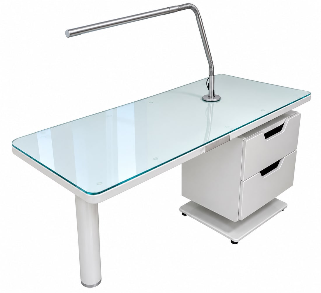 Modern Manicure Nail Table with Integrated Task Light - 2
