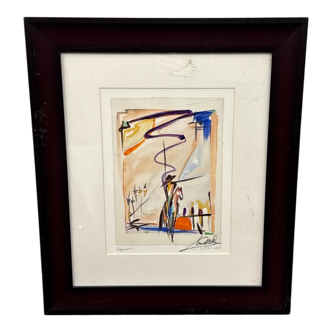 Alfred Gockel Regreso Limited Edition Hand Embellished Lithograph: Offered is a limited edition matted print titled Regreso by German artist Alfred Gockel. The composition features Gockelrsquo;s signature expressive abstract style, characterized by bold linear