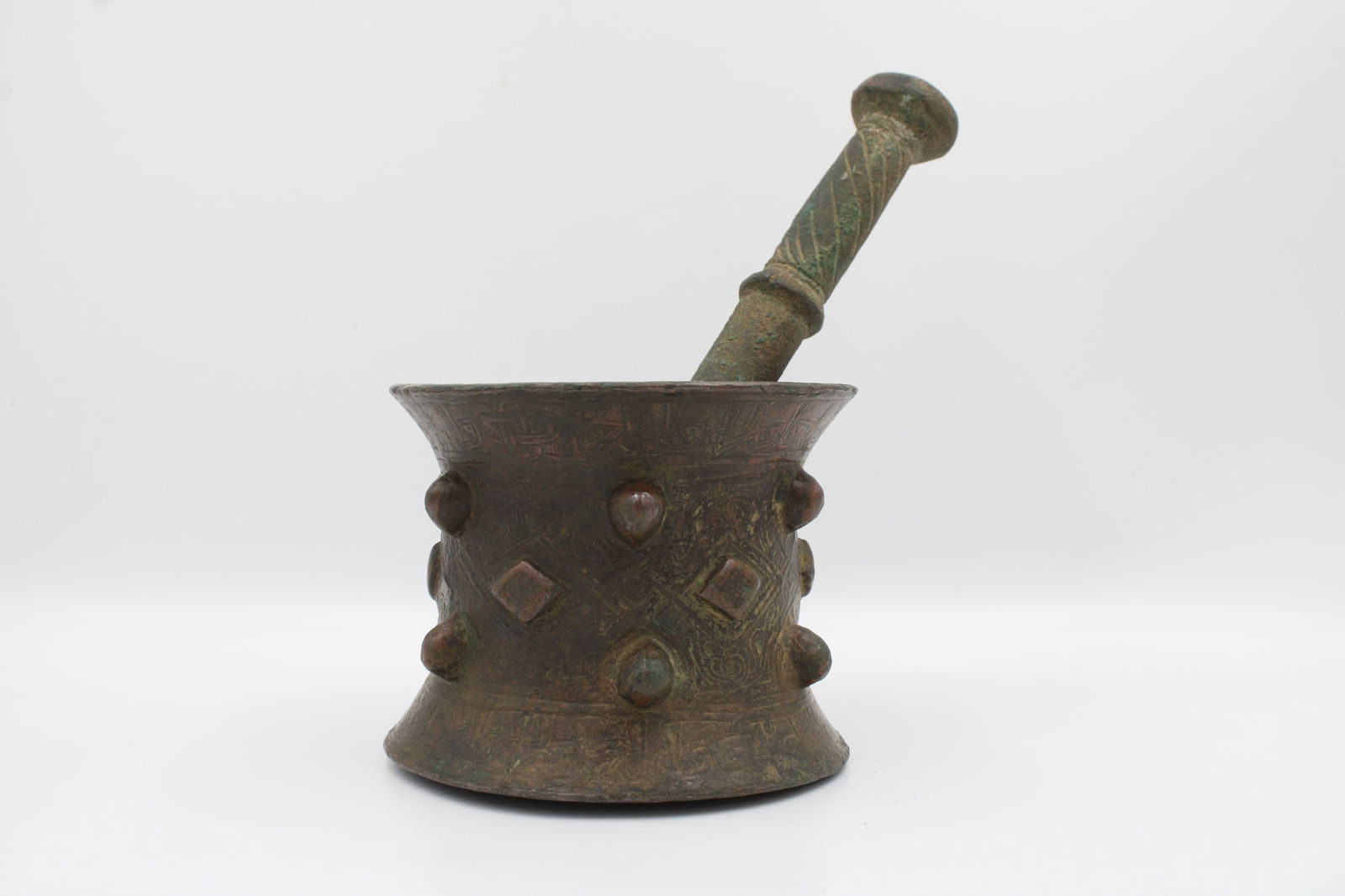 12th Century Seljuk Era Bronze Islamic Pestle and Mortar: This extraordinary artifact hails from the (1 of 4)