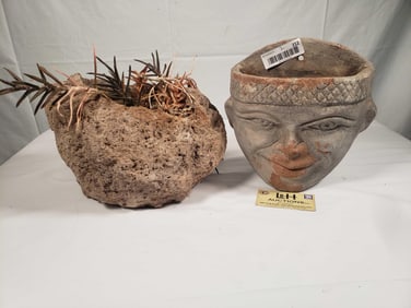Rock Pot & Terra Cotta Wall Hanging Cache Pot