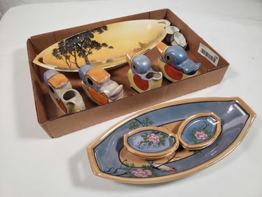 Box Lot - Celery Dish & Salt Cellars