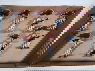 7pcs - Murano Venetian Glass Designer Sculpture Mexican Musician -1 Has Broken Sombrero