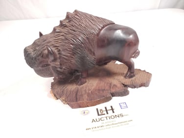 2- Carved Ironwood Buffalo