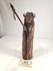 Carved Ironwood Indian Chief w/Lance