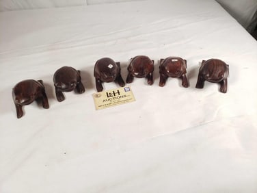 6pcs Carved Ironwood Frogs