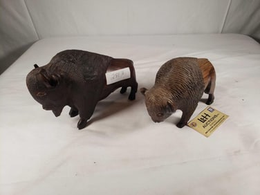 2 - Carved Ironwood Buffalo