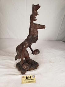 Carved Ironwood Dancing Indian w/Headdress