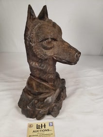 Carved Ironwood Wolf Head