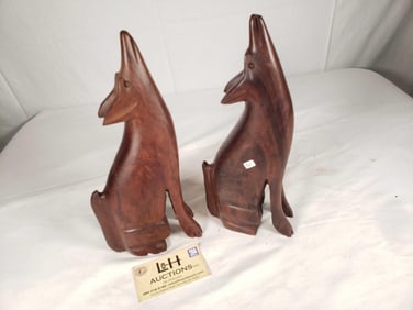 2 - Carved Ironwood Wolves