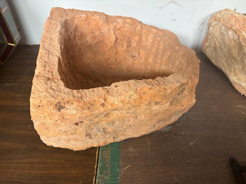 Large Stone Water Receptacle: Large Stone Water Receptacle,14 1/2" x 12 1/2" Wide x 8" High