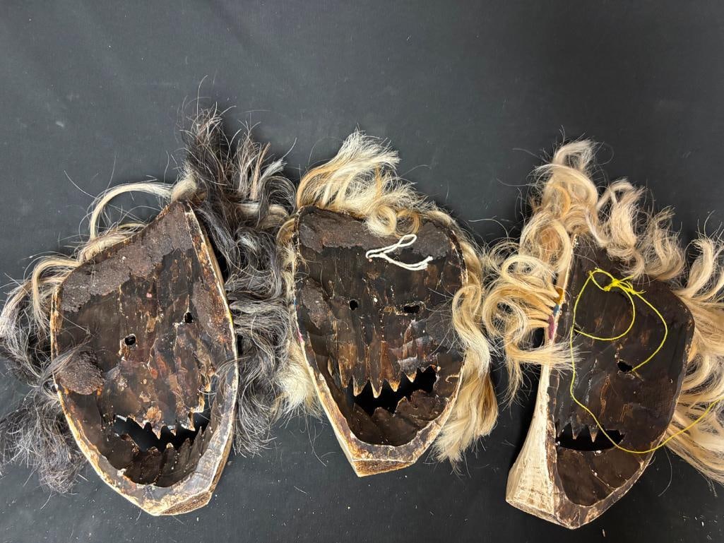 3 Wooden Day Of The Dead Masks: 3 Wooden Day Of The Dead Masks
