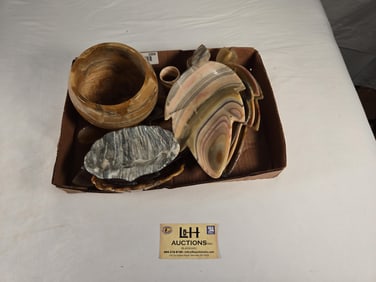 Tray Lot of 13 Onyx & Glass Items