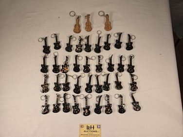 Tray Lot Of Over 50 Boot & Guitar Key Chains