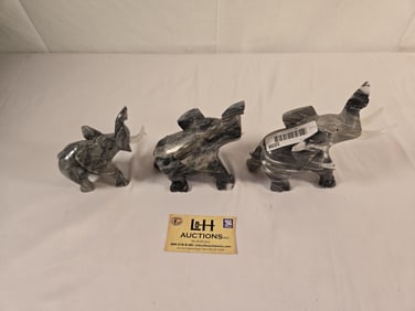3 Elephant Figures
