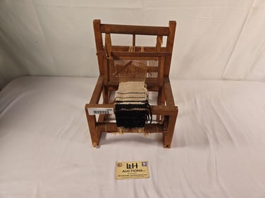 Wooden Weaving Loom w/Weaving On It, 12 1/2" tall X 15" LongÊ#100