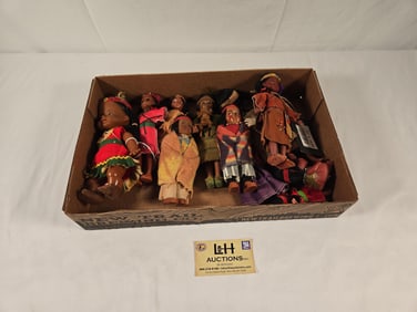 Lot Box of 13 Indian Themed Dolls #98