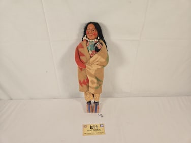 15 1/2" Skookum Woman W/Bean Beads 1940's, no label #71
