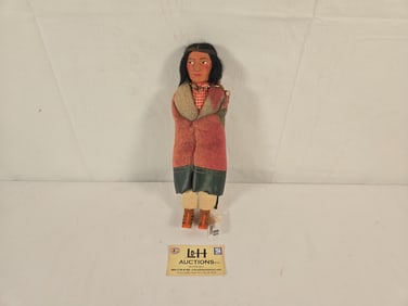 11 1/2" SkookumÊMan, ca.1920, Glass & Bean Beads, Bully Good Label, Nice Face #59