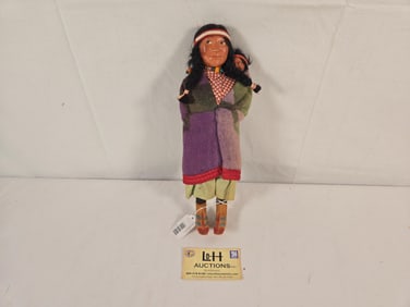 13" SkookumÊWoman w/Papoose, Glass Beads, Nice Face, ca 1920, No LabelÊ#53