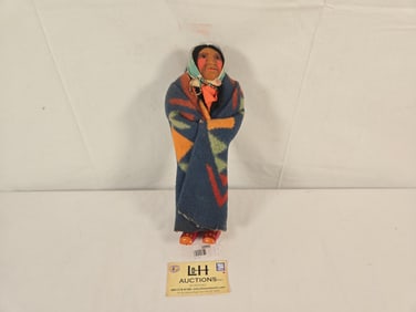 12" Skookum-TypeÊw/Papoose, Wooden Feet, Glass Beads & Glass Eyes on Woman & BabyÊ#55