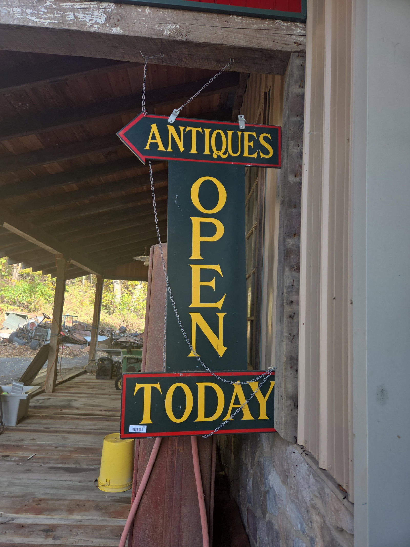 Sign Antiques Open Today: Sign Antiques Open Today. double sided