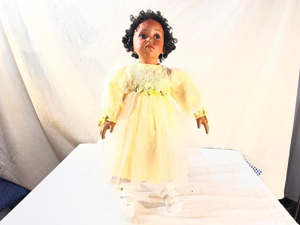 Donna Rubert Porcelain Doll: Donna Rubert Porcelain Doll, 1995, 0357 of 2500, Flossie, I have a birth certificate